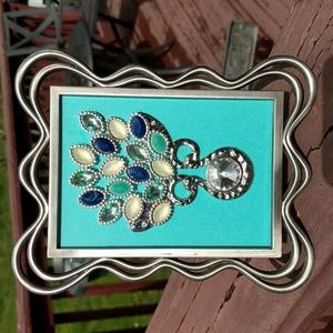 Artisan Wall Art Decor framed jewelry art jewelry collage rhinestone floral!